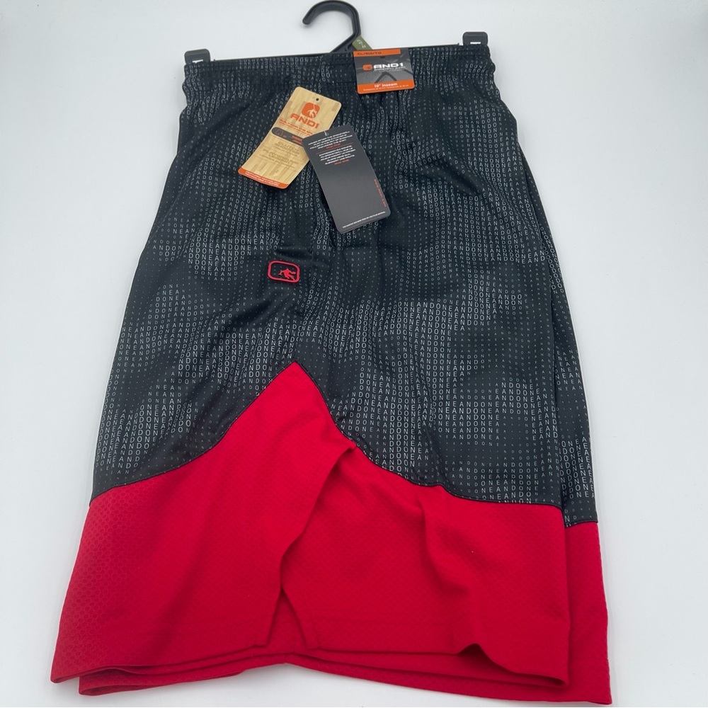 AND1 Black and Red Athletic Shorts